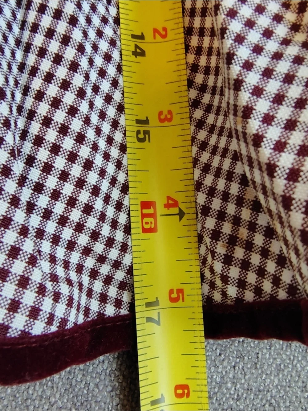 Vtg Velvet Caped Checked Dress Girls 12M Maroon Bow Pleated Madeline Sailor USA